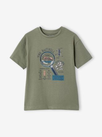Vertbaudet Kinder T-Shirt zum Entdecken, Ameise oder Krokodil moosgr&uuml;n