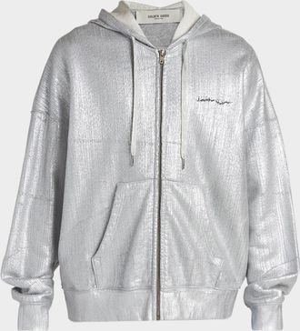 Golden Goose Men & apos;s Metallic Textured Full-Zip Hoodie
