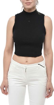 Courr&egrave;ges Black Turtle Neck Top