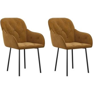 vidaXL Sillas De Comedor 2 Unidades Terciopelo Marr&oacute;n Vidaxl