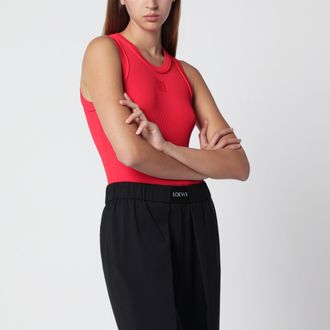 Loewe Anagram ribbed stretch viscose tank top in red
