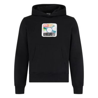 Diesel Hoodies, male, Black, Size: 2XL Hooded Sweatshirt