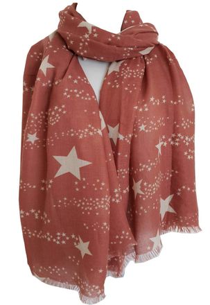 GlamLondon Star Pattern Scarf Shawl Latest Fashion Womens Modern Print Wrap (Pink)