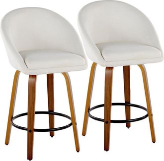 LumiSource LumiSource Set of 2 Matisse Highback 26in Contemporary Fixed-Height Counter Swivel Stools with Footrest