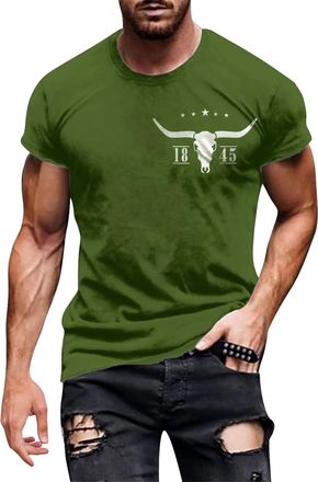 Generic Bull Skull Mens T Shirt Short Sleeve Casual Urban Fashion Tees