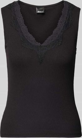 Gina Tricot Tr&auml;gertop mit V-Ausschnitt und Spitze in Black, Gr&ouml;&szlig;e XL