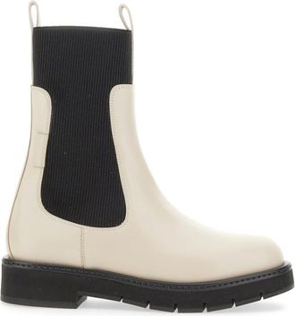Ferragamo White Color Block Round Toe Boot