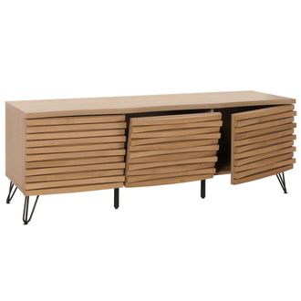 Hhg Hhg - Tv Rack 441, Mueble Bajo Para Tv, Dise&ntilde;o 3d Compartimentos De Almacenamiento, Mdf Metal 52x142x44cm, Natural