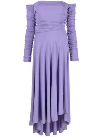 Erika Cavallini Semi Couture Manila off-shoulder asymmetric dress - Purple