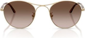 A|X Armani Exchange 50mm Round Sunglasses in Matte Pale Gold /Brown at Nordstrom