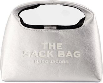 Marc Jacobs Tassen, Dames, Grijs, ONE Size, Leer, Metallic Leren Mini Shopper