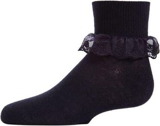 MeMoi Classic Lace Ruffle Anklet Socks in Navy at Nordstrom, Size 6-12M