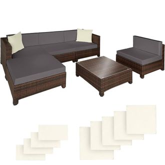 TecTake Rattan lounge set with aluminum frame, including covers in 2 colors in Black | Size: Large