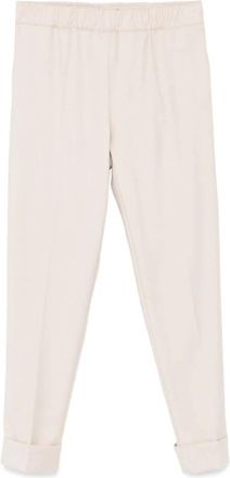 D.exterior Beige Elastische Taille Manchet Broek - Dames - Slim Fit Broeken - Beige - XS - Polyester - Broeken