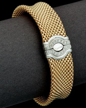 Meshmerise 18K Over Silver 0.20 Ct. Tw. Diamond Buckle Bangle