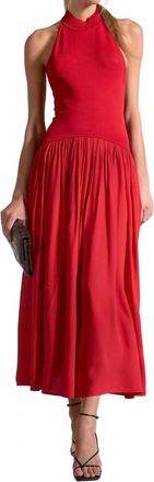 Elan Halter Midi Dress In Red
