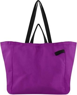 Generic Purple pattern Reusable Canvas Tote Bag, Heavy Duty Grocery Shopping Bag with Double Handles Large Capacity Hard Bottom Work Groceries Travel