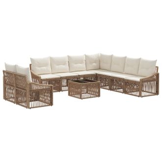 vidaXL Conjunto De Sof&aacute;s De Jard&iacute;n 10 Pcs Beige Rat&aacute;n Sint&eacute;tico Vidaxl