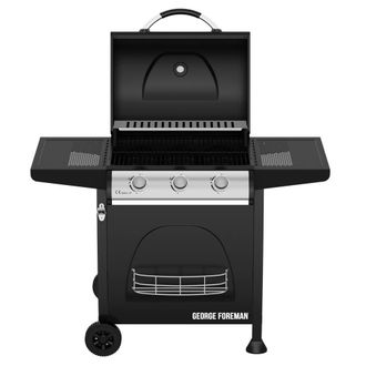 George Foreman 3 Burner Gas BBQ Automatic Ignition Integrated Thermometer GFGBBQ3B in Black