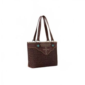 Montana West Tooled Floral Concealed Carry Tote Bag In Coffee