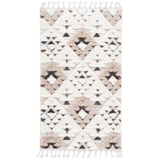 Safavieh Alfombra de polipropileno blanco/marr&oacute;n, 122 x 183 cm