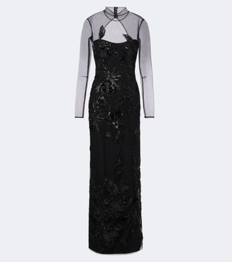 Costarellos Abito lungo Syndia in tulle
