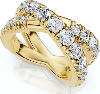 Pompeii3 3Ct Diamond Heavy Crossover Right Hand Ring 14k Gold or Platinum Lab Grown