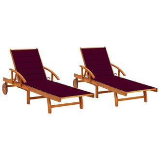 vidaXL Tumbonas Con Cojines 2 Unidades Madera Maciza De Acacia Vidaxl