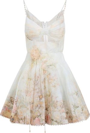 Zimmermann White Memento Twist Front Linen And Silk Mini Dress-Donna