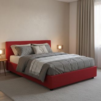 Talamo Italia Dmora - Cama De Plaza Y Media Daccardi, Cama Contenedor Con Revestimiento De Tela, 100% Made In Italy, Apertura Frontal, Adecuado Para Colch&oacute;n Cm 120x