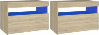 vidaXL Vidaxl - Bedside Cabinet & led Lights 2 pcs Sonoma Oak 60x35x40 cm