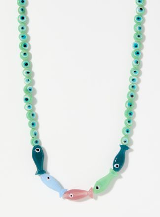 Sorbet Island Colourful glass bead fish necklace