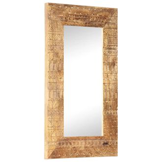 vidaXL Espejo Tallado A Mano Madera Maciza De Mango 80x50x2,5 Cm Vidaxl