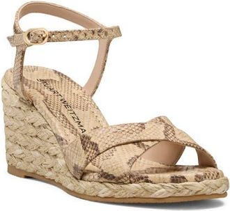 Stuart Weitzman Dayna Ankle Strap Wedge Sandal in Adobe/Natural at Nordstrom, Size 7.5