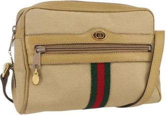 Gucci Pre-owned Nylon Crossbody Tas - Dames - Vintage Schoudertas - Beige - ONE Size - Nylon - Vintage