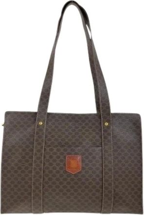 Celine Pre-owned Tote Bags, female, Brown, Size: ONE SIZE Pre-owned Vintage Macadam Brown PVC Tote Bag