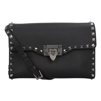 Valentino Garavani Womens Small Rockstud Shoulderbag - Black Calfskin - One Size