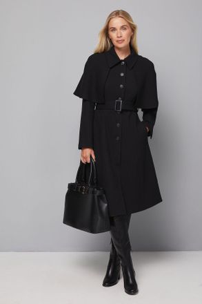 Wallis Womens Petite Collarless Cape Coat - Black - Size 18 UK