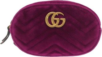 Gucci Gg Marmont Gold Velvet Fanny Pack (Pre-Owned)