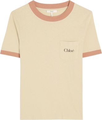 Chloé Logo-printed Cotton T-shirt - Beige - S (UK8-10 / S)