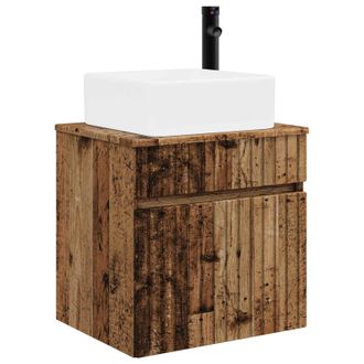 vidaXL Vanidad De Lavabo Montada En La Pared Madera Envejecida Vidaxl