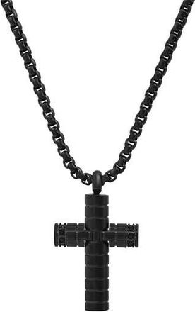 Steeltime HMY JEWELRY Black Cross Pendant Necklace at Nordstrom Rack