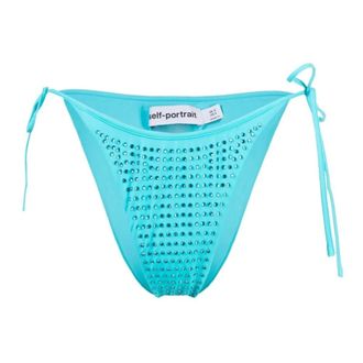 Self Portrait Blauw bikinibroekje met kristallen versiering - Dames - Badkleding - Blauw - Maat: XS Leer
