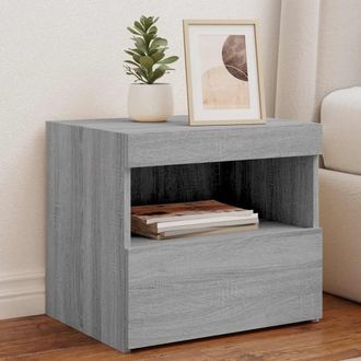 vidaXL Vidaxl - Mesitas De Noche Con Luces Led 2 Uds Gris Sonoma 50x40x45 Cm