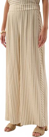 Joseph Ribkoff Striped Pull-On Palazzo Pants In Beige/off-White