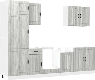 vidaXL Vidaxl - Mueble Cocina Lucca Sonoma Gris 7 Pzas Madera Contrachapada