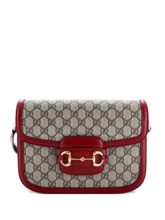 Gucci Horsebit 1955 Shoulder Bag GG Coated Canvas with Leather Small crossbody bag - Bruin