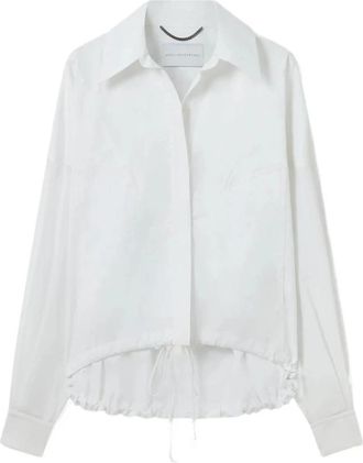 Stella McCartney Drawstring-Hem Long-Sleeve Shirt - Dames - Overhemden - Wit - XS - Katoen - Overhemden