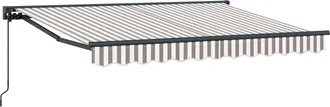 vidaXL Toldo Retr&aacute;ctil Manual Gris Claro Y Blanco. 4,5 X 3,5 M Vidaxl