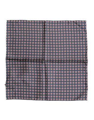 Dolce & Gabbana Mens Blue Patterned Silk Square Handkerchief Scarf - One Size